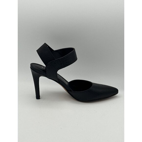 Black Franco Sarto Pointed Toe Ankle Strap High Heel Pumps Professional Textured - Picture 6 of 8